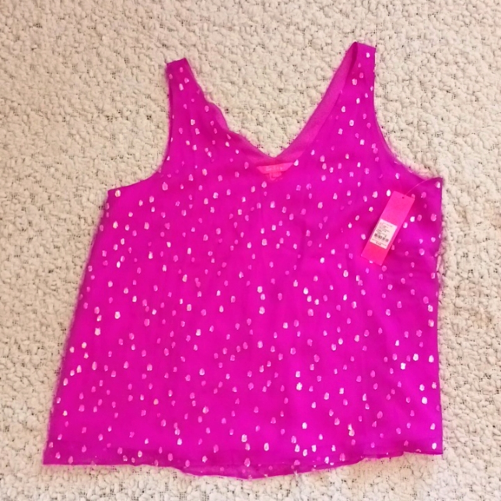 NWT Lily Pulitzer XL Florin Silk Sleeveless Shirt